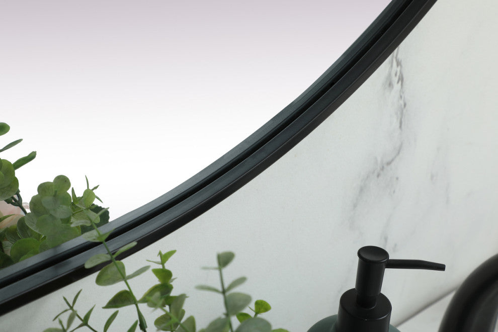 Home Living Metal Frame Oval Mirror 36x60 Inch, Black