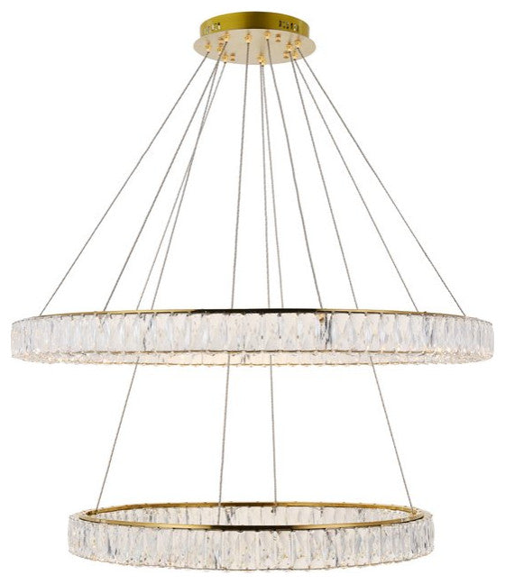 Madeleine Integrated LED Light Gold Chandelier Clear Royal Cut Crystal