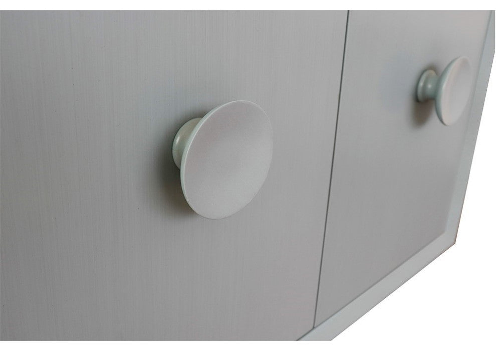 31" Single Wall Mount Vanity, Aqua Blue Finish With White Carrara Top
