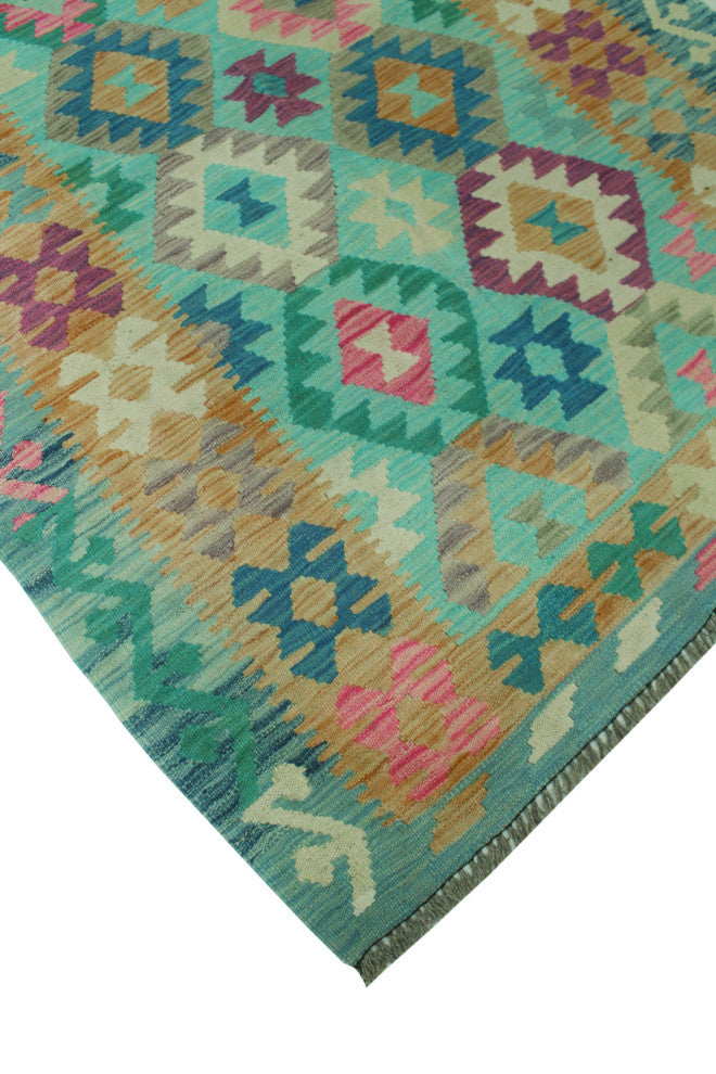 Sun Faded Kilim Behnam Light Blue/Gold Rug, 4'2x6'0