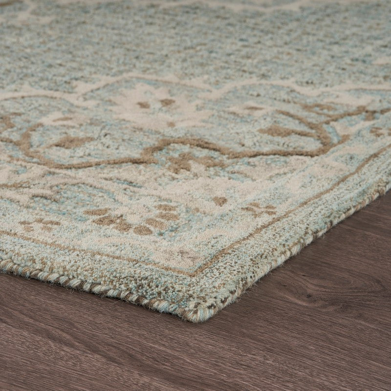 5" x 8" Blue and Beige Flor Medallion Area Rug