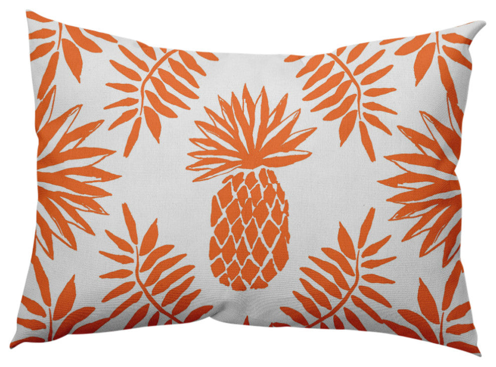 Pineapple Leaves Decorative Throw Pillow, Orange, 14"x20"