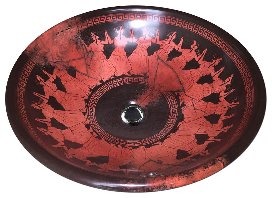 Hand Painted Sink " Grecian Dancers " Nice Vessel Sink
