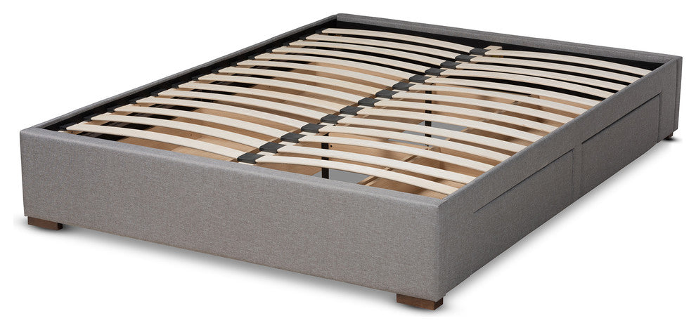 Melville Light Gray Upholstered 4-Drawer Queen Platform Storage Bed Frame