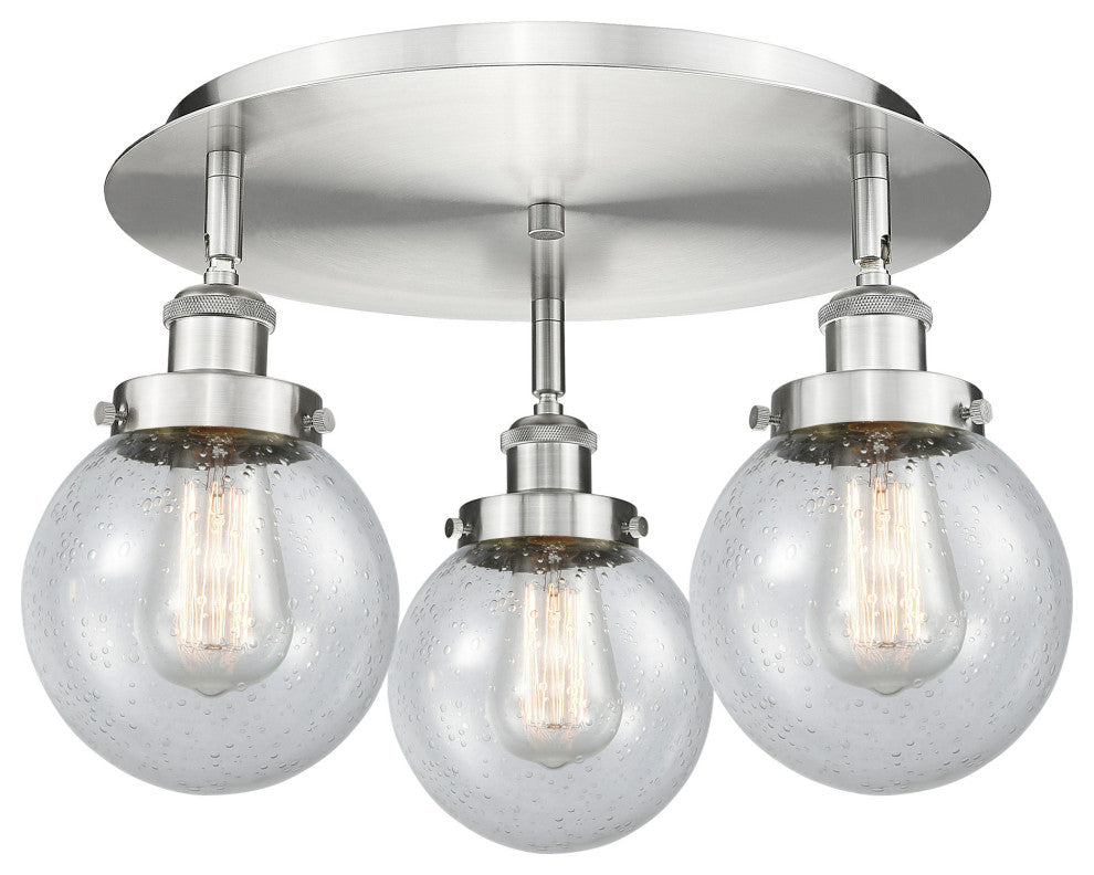 Innovations Lighting 916-3C-10-18 Beacon Flush Beacon 3 Light - Brushed Brass /