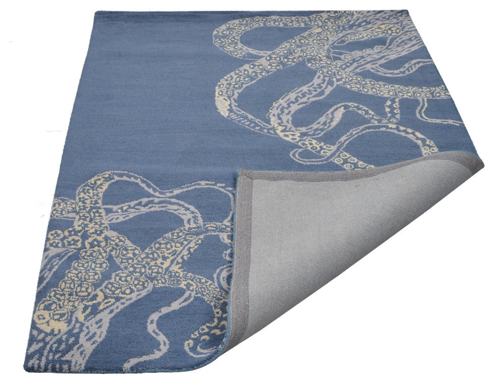 HAND TUFTED WOOL ECO-FRIENDLY AREA RUGS - Blue&Beige, Contemporary Design