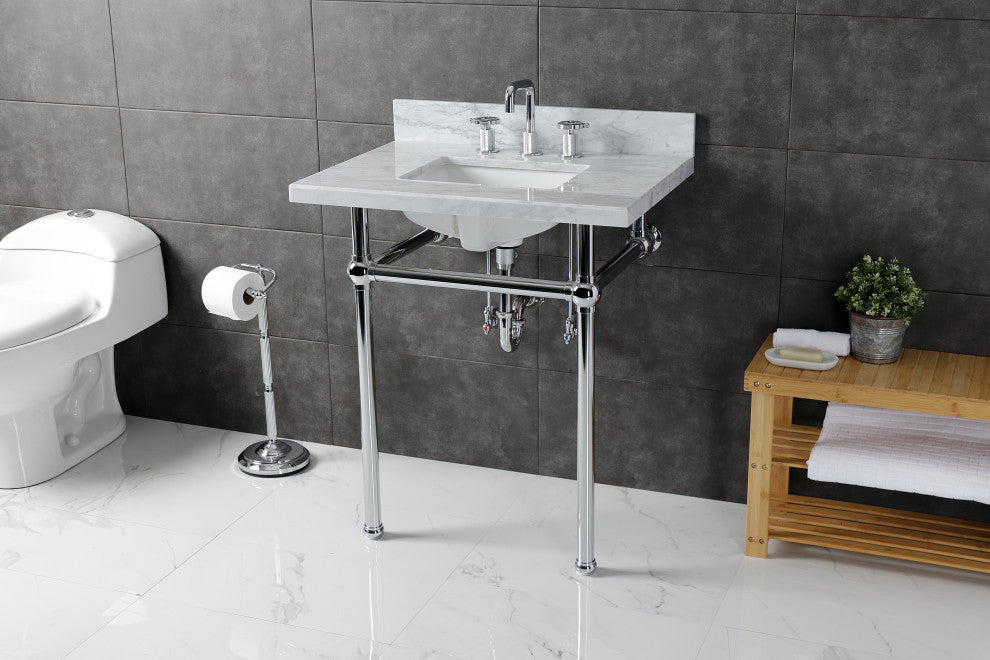 KVBH3022M8SQ1 30" Console Sink with Brass Legs (8-Inch, 3 Hole)