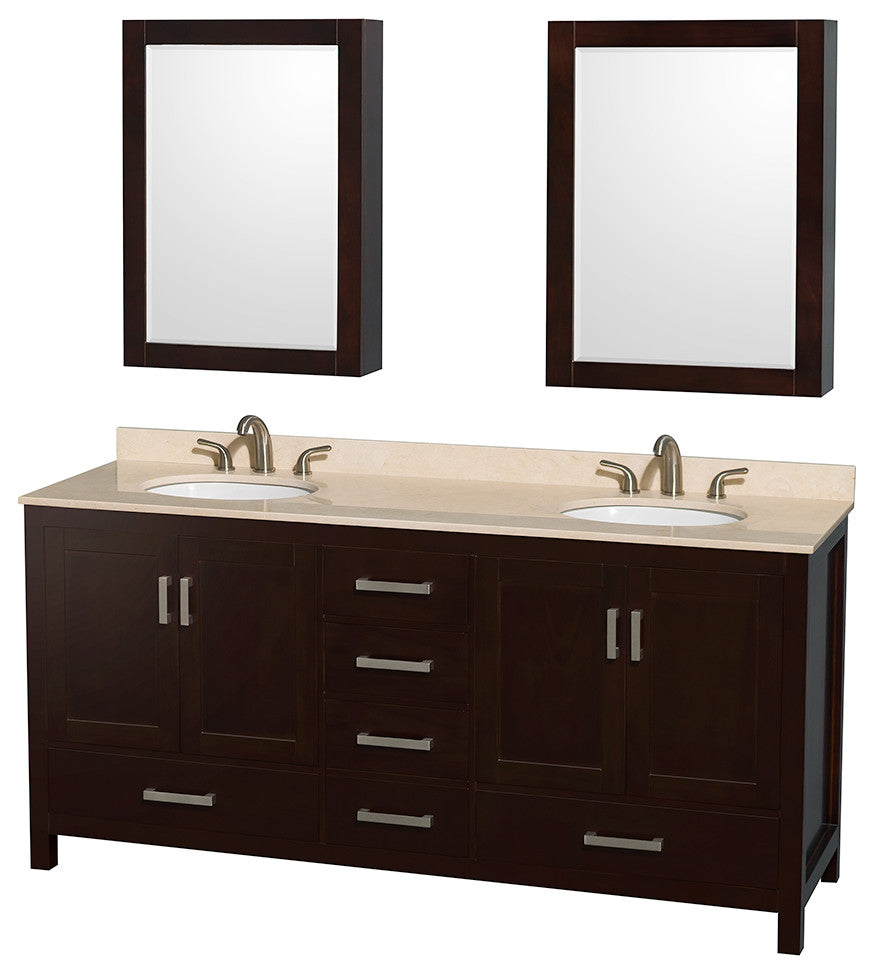 Wyndham WCS141472DESIVUNOMED Espresso 72 Inch Double Bathroom Vanity