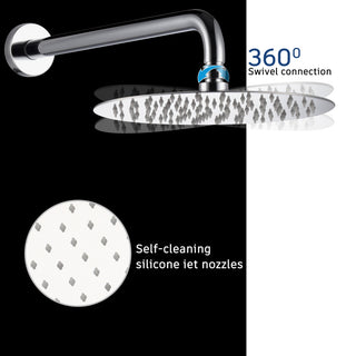 CASAINC 10" Round Wall Mounted Shower System Set Handheld Spray & Bathtub Spout, Chrome