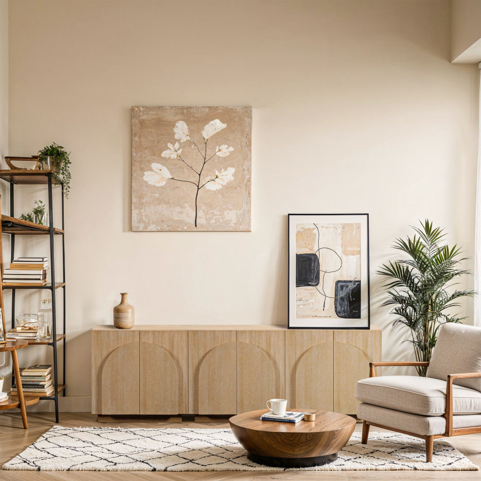 Navona Oak Veneer Sideboards / Buffet, Natural, 3pc