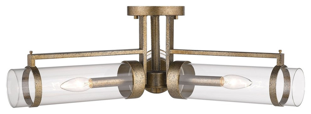 Millennium Lighting Milan Semi-Flush, Vintage Gold, Clear