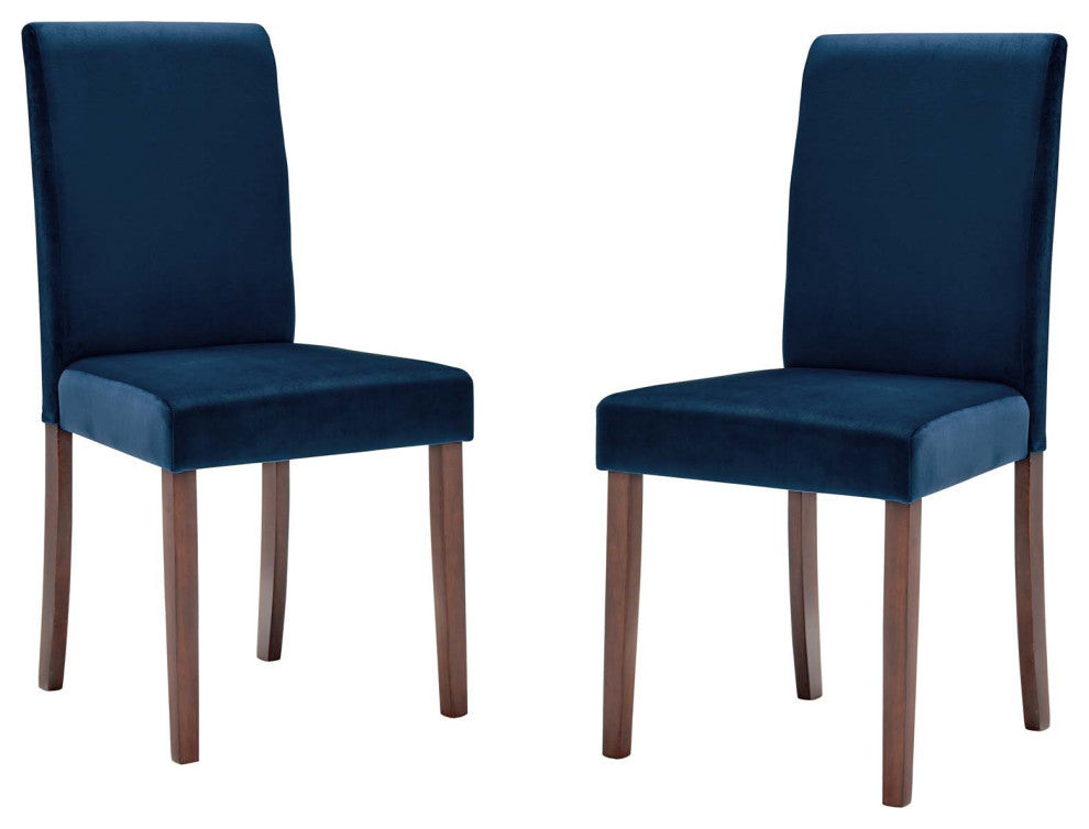 Side Dining Chair, Set of 2, Blue Navy, Velvet, Modern, Cafe Bistro Hospitality