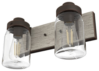 Devon Park Onyx Bengal and Barnwood With Clear Glass 2 Light Vanity Wall