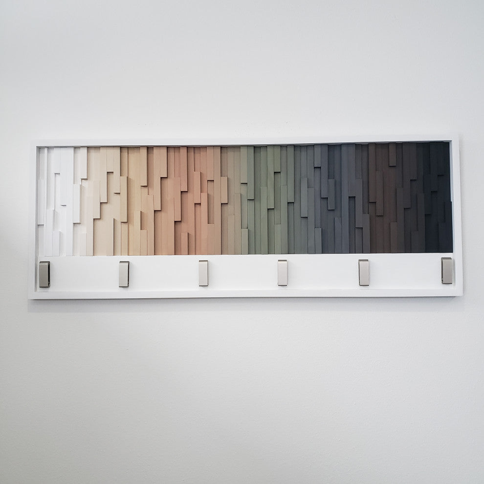 Luxurious XX. Earth Tone Wall Mount Coat Rack with 6 Metal Hooks, 18