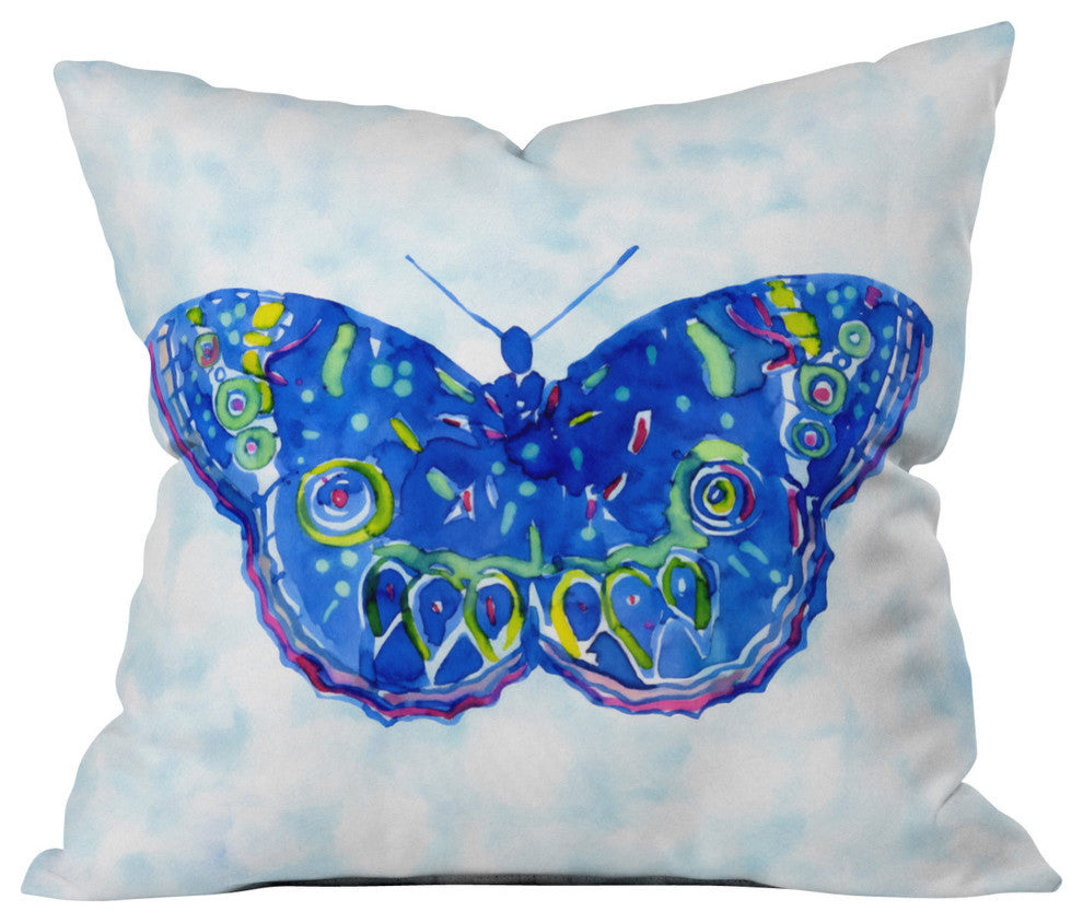 Deny Designs Cayenablanca Watercolour Butterfly Outdoor Throw Pillow
