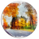 Road And Forest Sketch Watercolor, Landscape Round Metal Wall Art, 36"