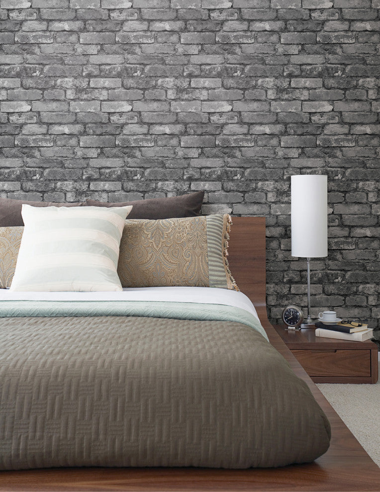Debs Grey Exposed Brick Wallpaper Bolt