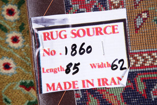 Consigned, Persian Tabriz Novelty Handmade Oriental Area Rug, Green, 2'1"X2'10"