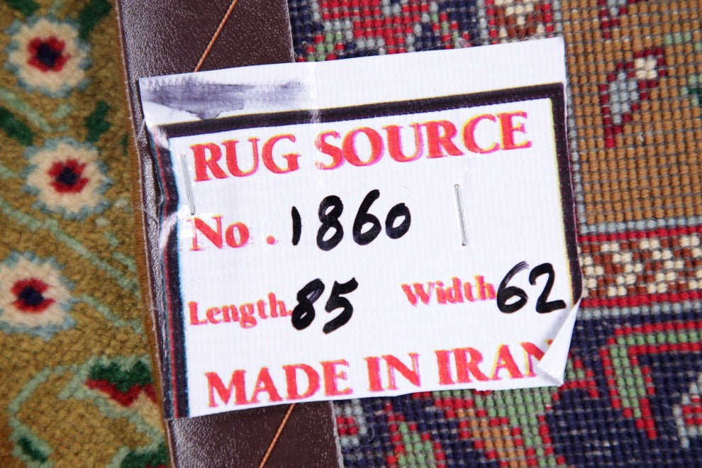 Consigned, Persian Tabriz Novelty Handmade Oriental Area Rug, Green, 2'1"X2'10"