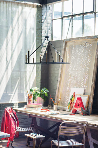 Lark Lazlo 30" Medium Single Tier Chandelier, Black + Lacquered Brass