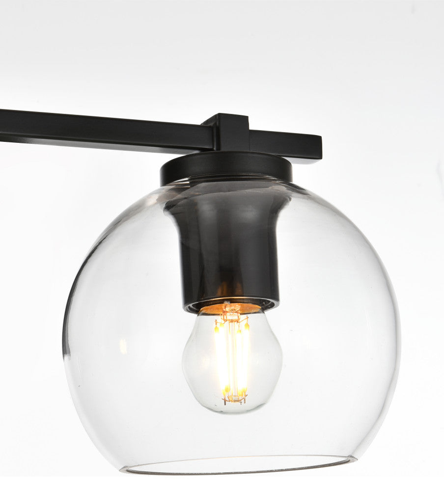 3 Light Black And Clear Bath Sconce
