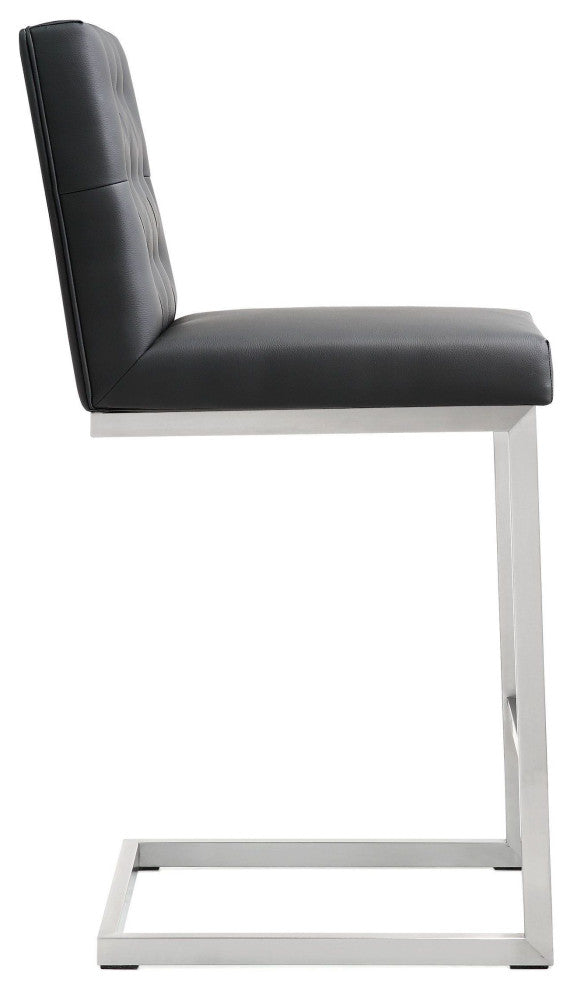 Helsinki Black Stainless Steel Counter Stool - Set of 2 - Black