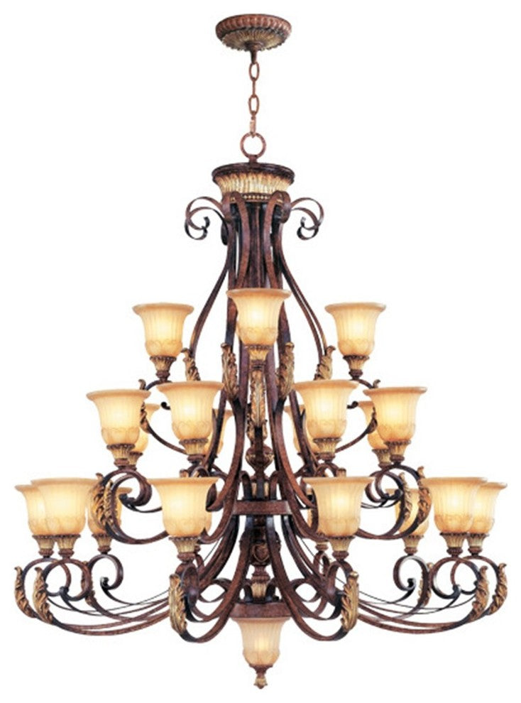 Villa Verona Chandelier, Verona Bronze With Aged Gold Leaf Accents