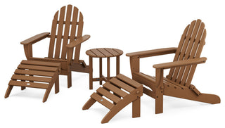 Polywood Classic Adirondack 5-Piece Casual Set, Teak