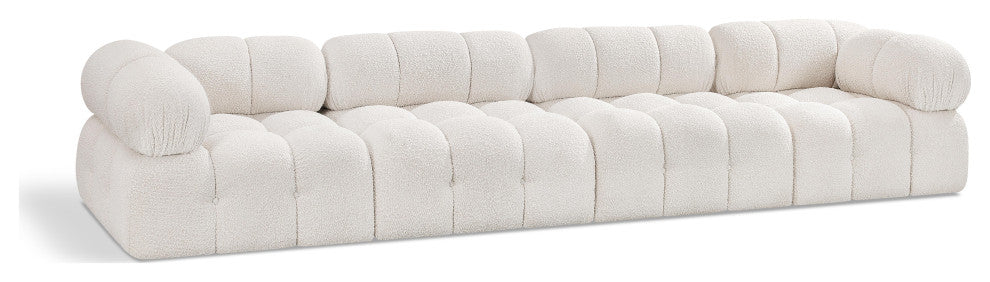Ames Boucle Fabric Modular Sofa, Cream, 4-Piece: 2 Armless Chair, 2 Corner Chair