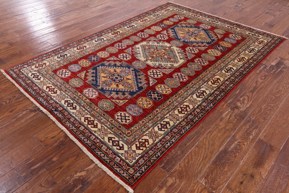 Super Kazak Hand Knotted Rug 4' 10" X 7' 3" Q4859