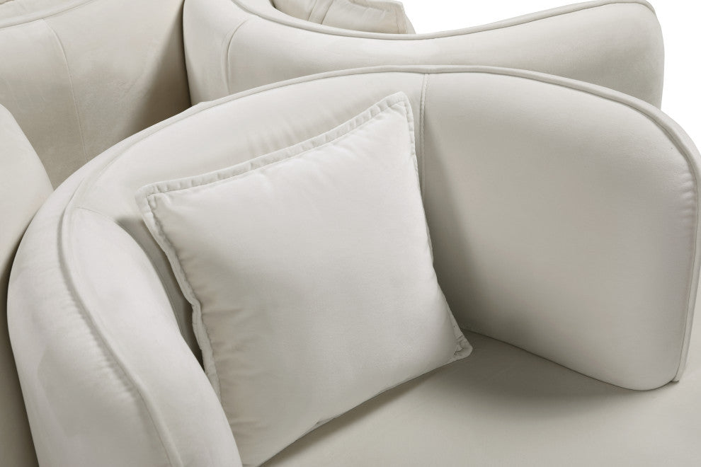 Circlet Velvet Upholstered Roundabout Sofa, Cream
