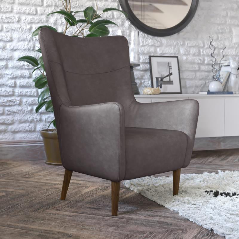 Connor Traditional Wingback Accent Chair, Dark Gray