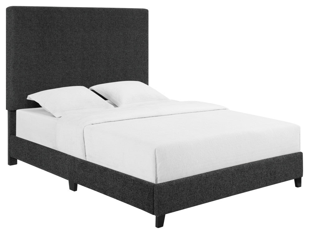 Legends Home Queen Size Charcoal Grey Upholstered Platform Bed