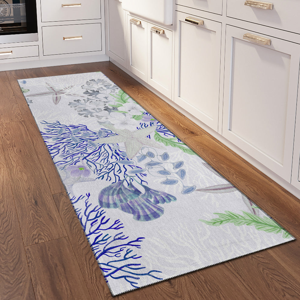 Indoor/Outdoor Seabreeze SZ1 Lavender Machine Washable 2'3" x 7'6" Runner Rug