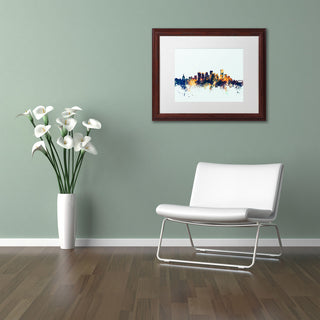 Michael Tompsett 'Edmonton Canada Skyline Blue' Matted Framed Art, 11x14