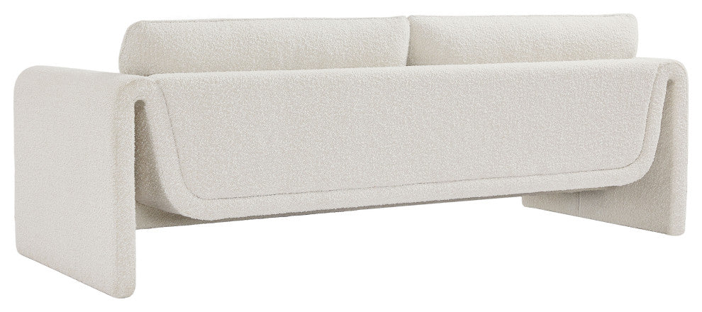 Stylus Boucle Fabric Upholstered Sofa, Cream