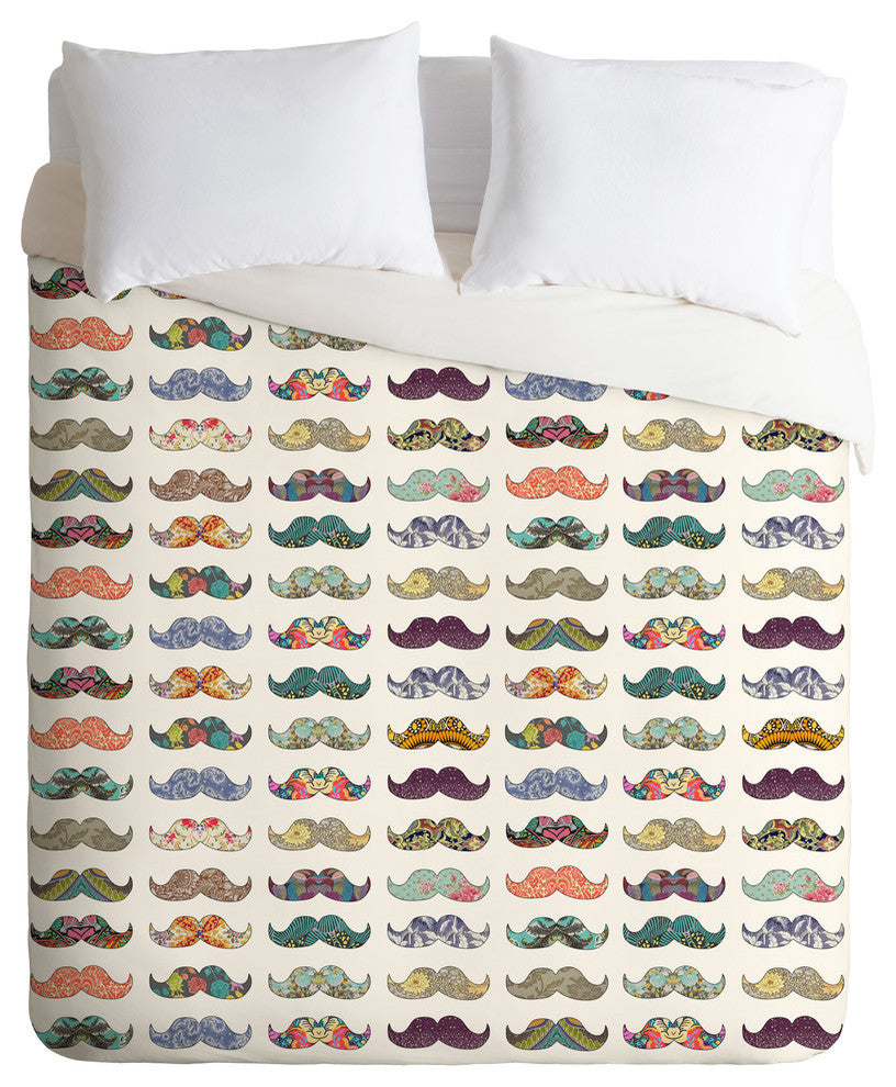 Deny Designs Bianca Green Mustache Mania Duvet Cover - Lightweight