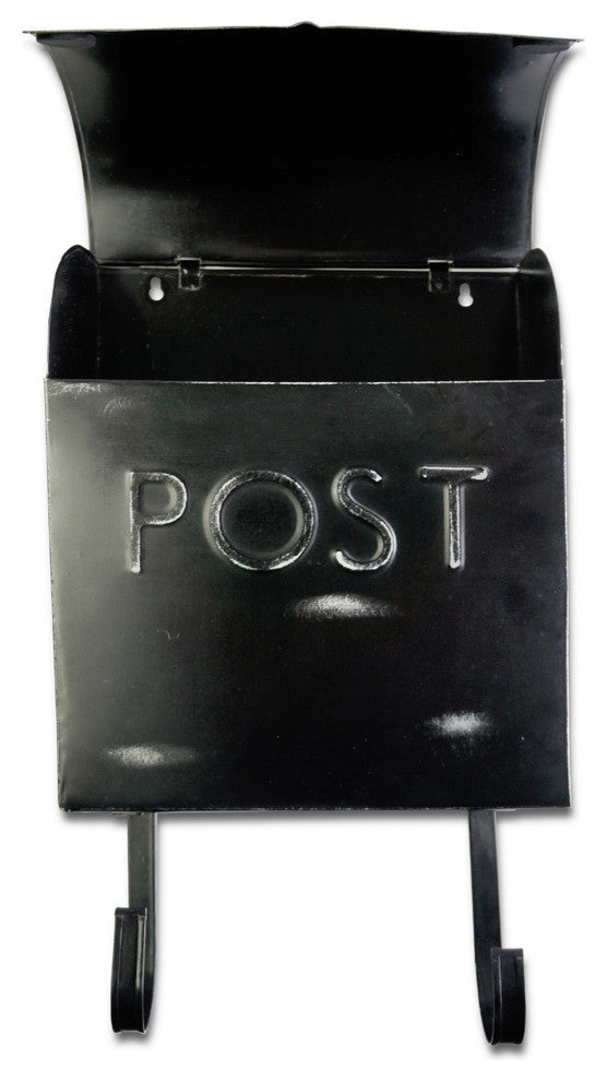 NACH Euro Wall Mounted Mailbox POST with Newspaper Holder, Rustic Black