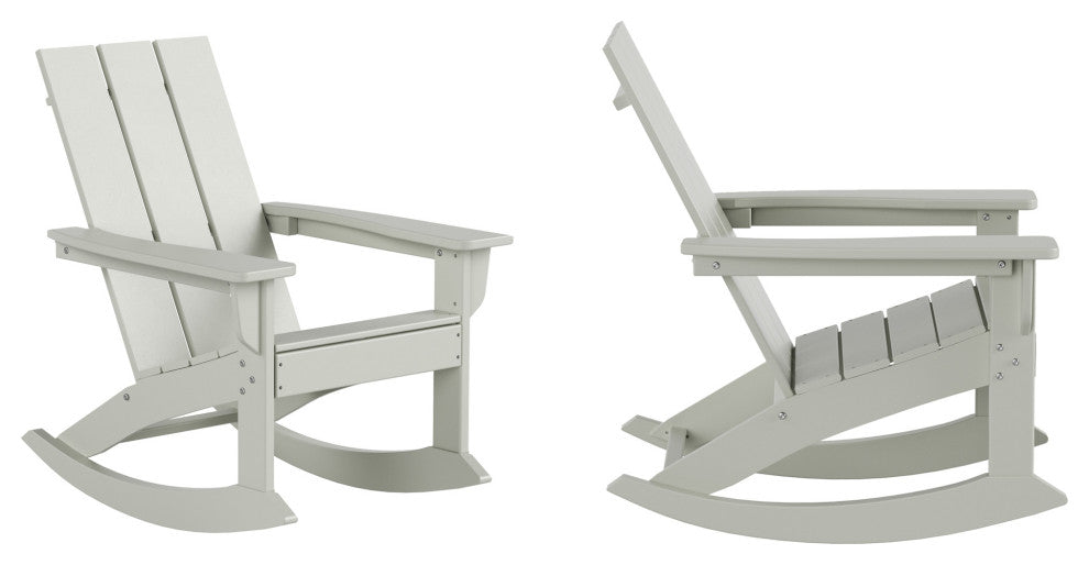 WestinTrends Set of 2 Modern Adirondack Outdoor Rocking Chairs, Sand