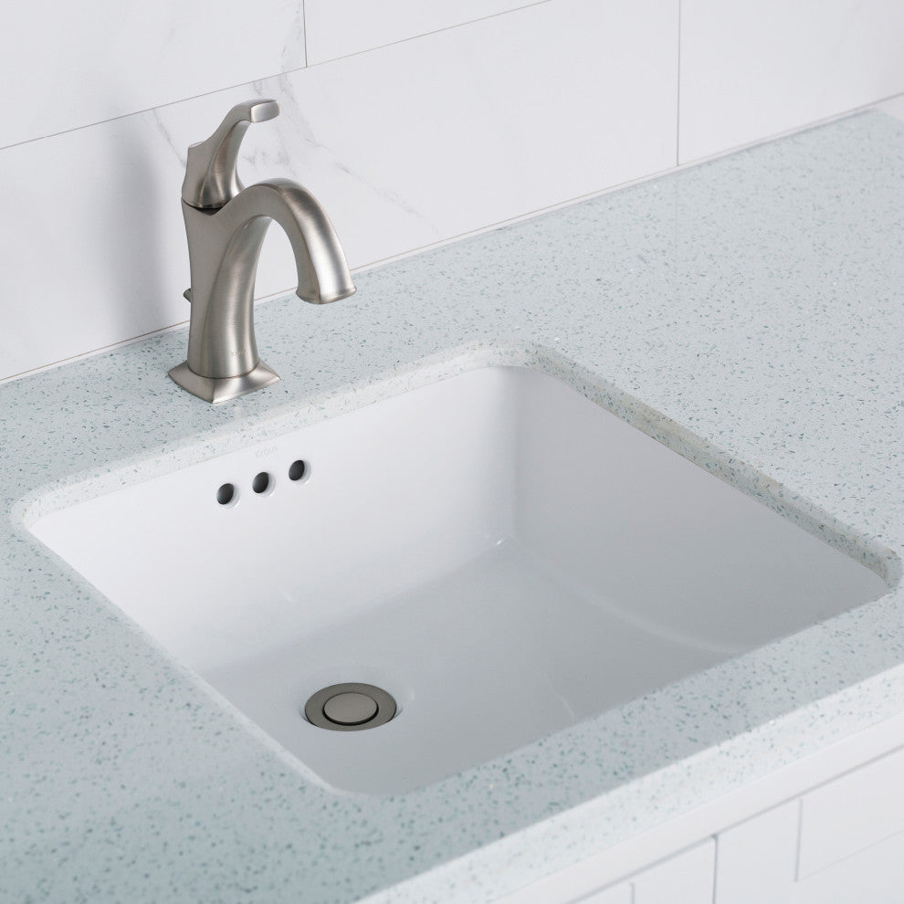 Elavo Ceramic Square Undermount Bathroom Sink, White