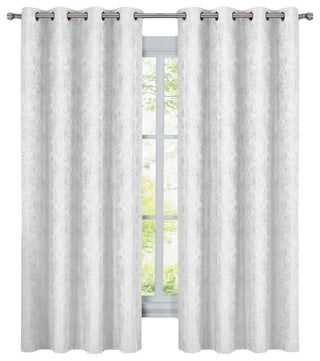 Bali 2PC Blackout Abstract Grommet Curtains, White, 108"x84"