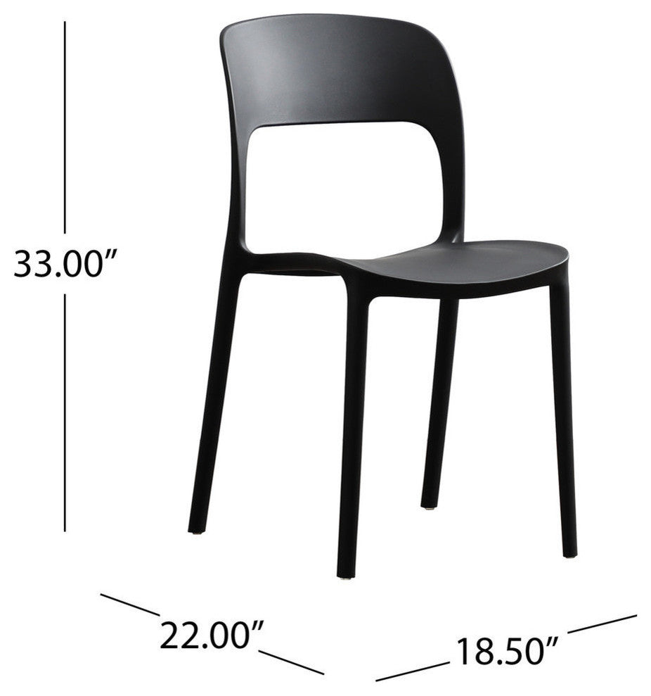 GDF Studio Dean Outdoor Plastic Chairs, Set of 2, Black