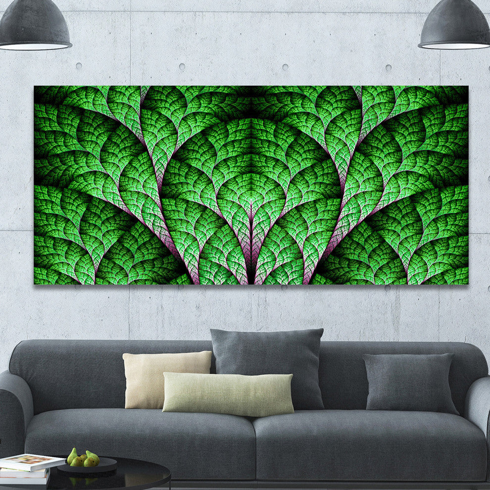 Exotic Green Biological Organism, Oversized Abstract Canvas Art Print, 60x28