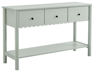 Emmeline 3-Drawer Scalloped Console Table, Sage