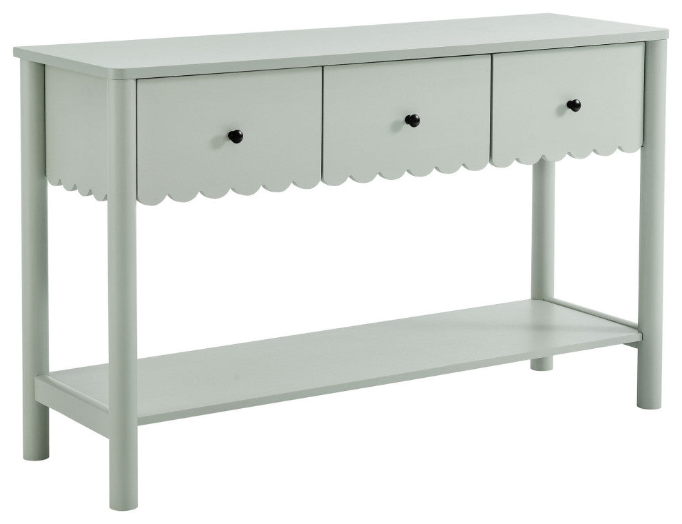 Emmeline 3-Drawer Scalloped Console Table, Sage