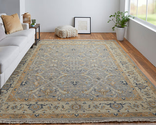 Aleska Traditional Oriental, Gray/Gold, 2'6"x12' Runner