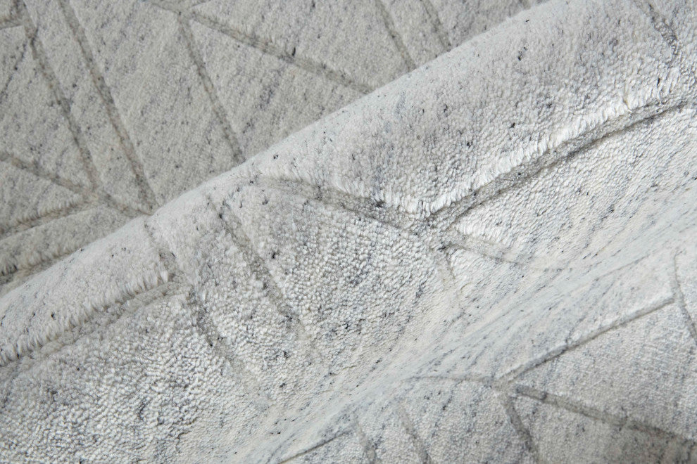 Weave & Wander Tatem Minimal Viscose Rug, White/Gray, Rug, 3'-6" X 5'-6"