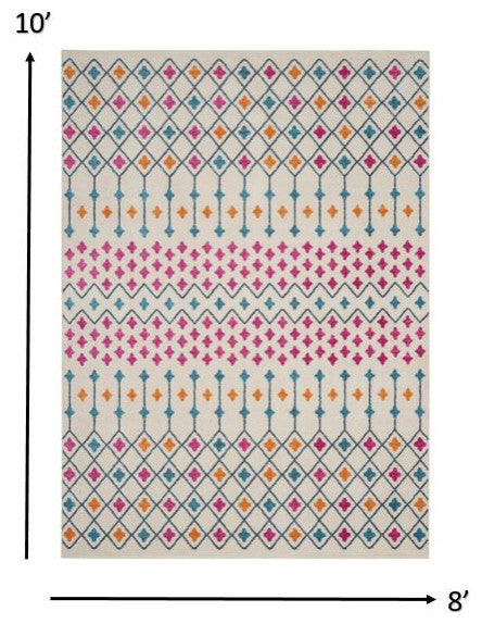 8" x 10" Ivory Jewels Geometric Area Rug