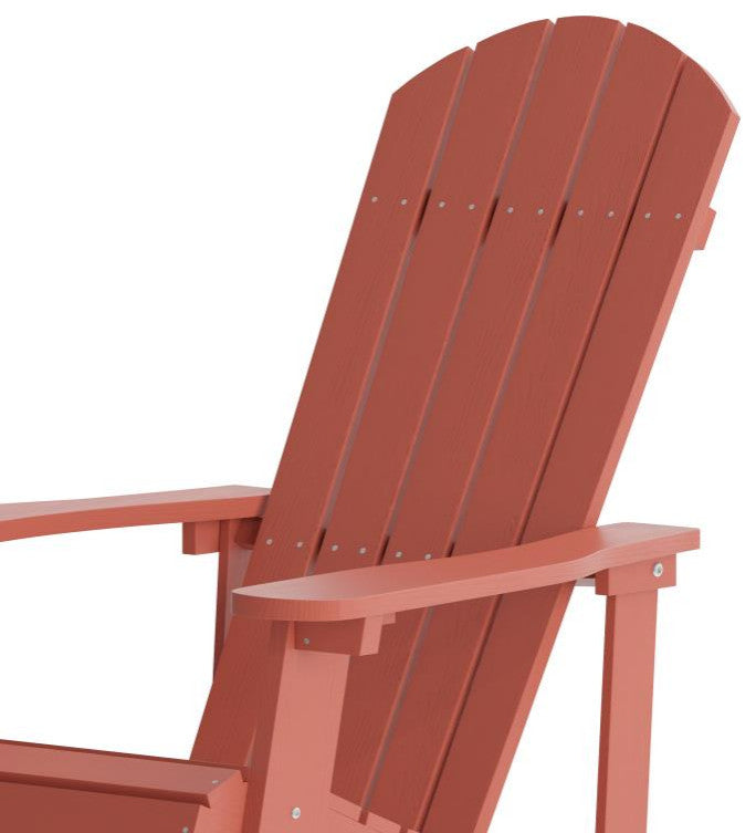 Savannah All-Weather Poly Resin Wood Adirondack Rocking Chair- Set of 2, Red