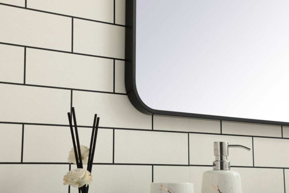 Ellis Soft Corner Metal Rectangular Mirror, Black, 36"x36"